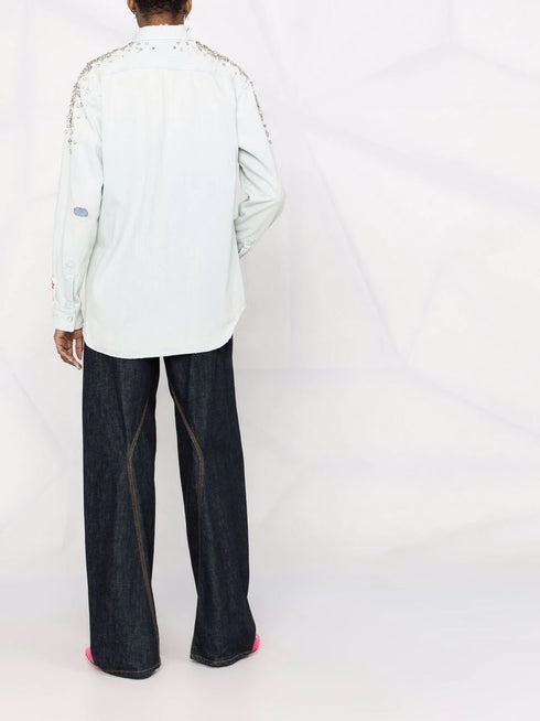 GOLDEN W S BOYFRIEND SHIRT BLEACHED WASHED DENIM